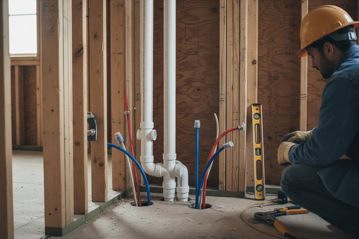 Drain and supply rough-in during Garbage Disposal Repair in Medford